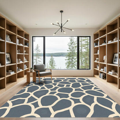 Gray And Cream Abstract Stone Rug