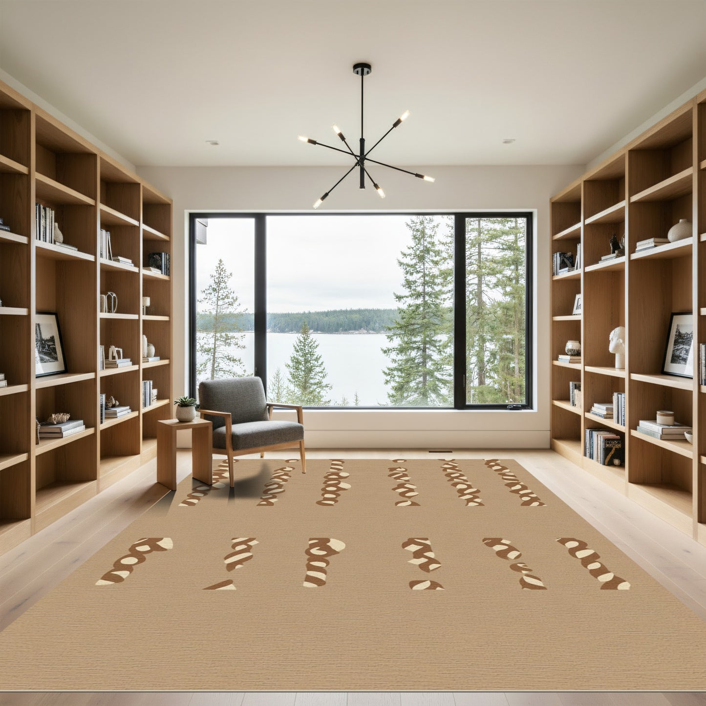 Brown Tan Organic Stripe Texture Rug