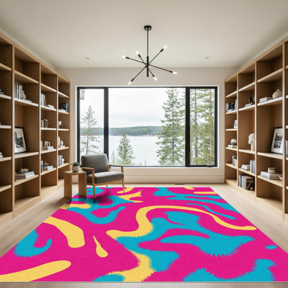 Pink Aqua Yellow Organic Swirl Rug