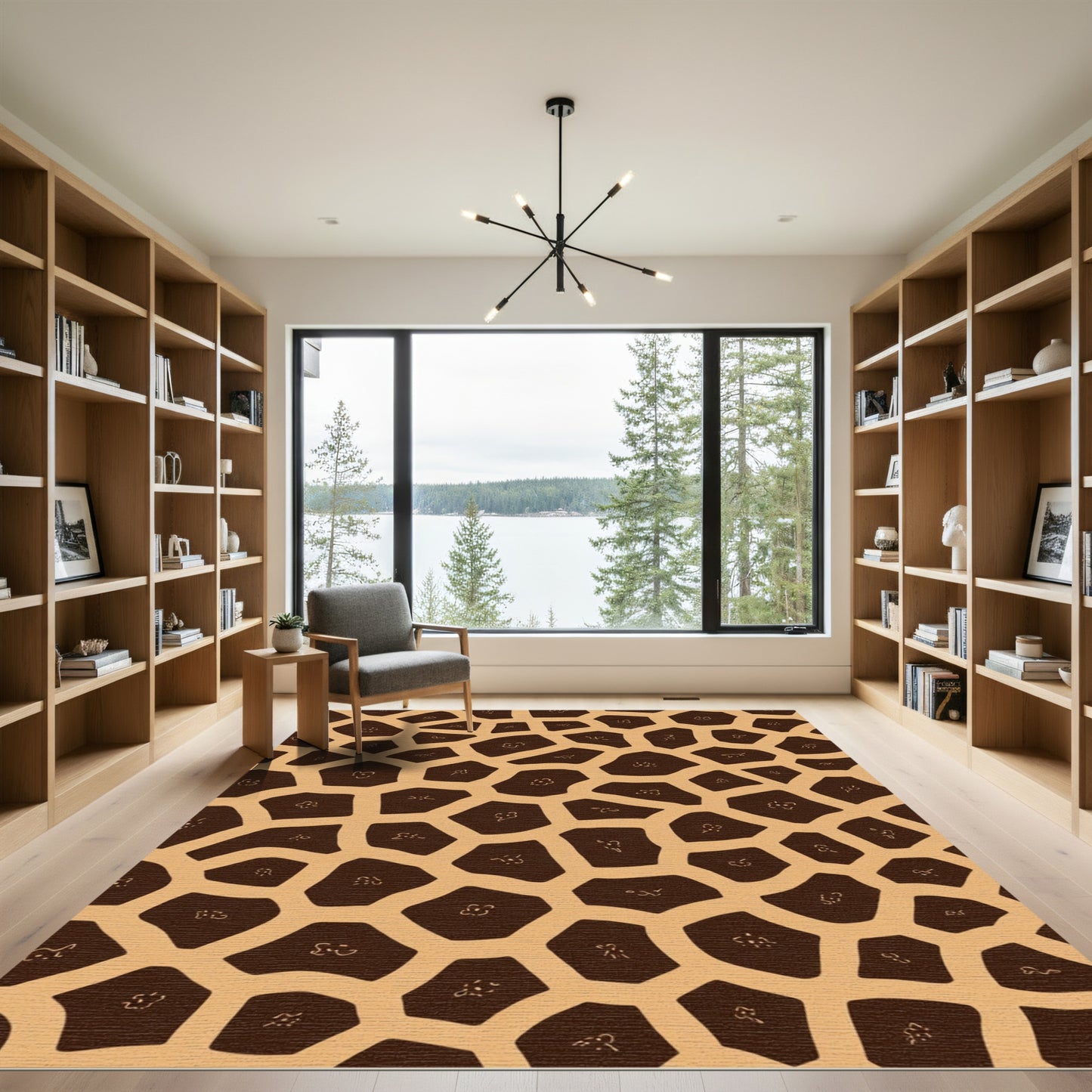 Giraffe Print Ochre Brown Cells Rug
