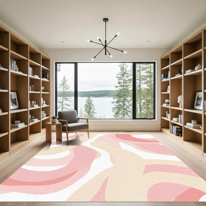 Soft Coral And Cream Swirl Rug