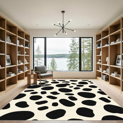 Cream Black Spotted Organic Shapes Rug
