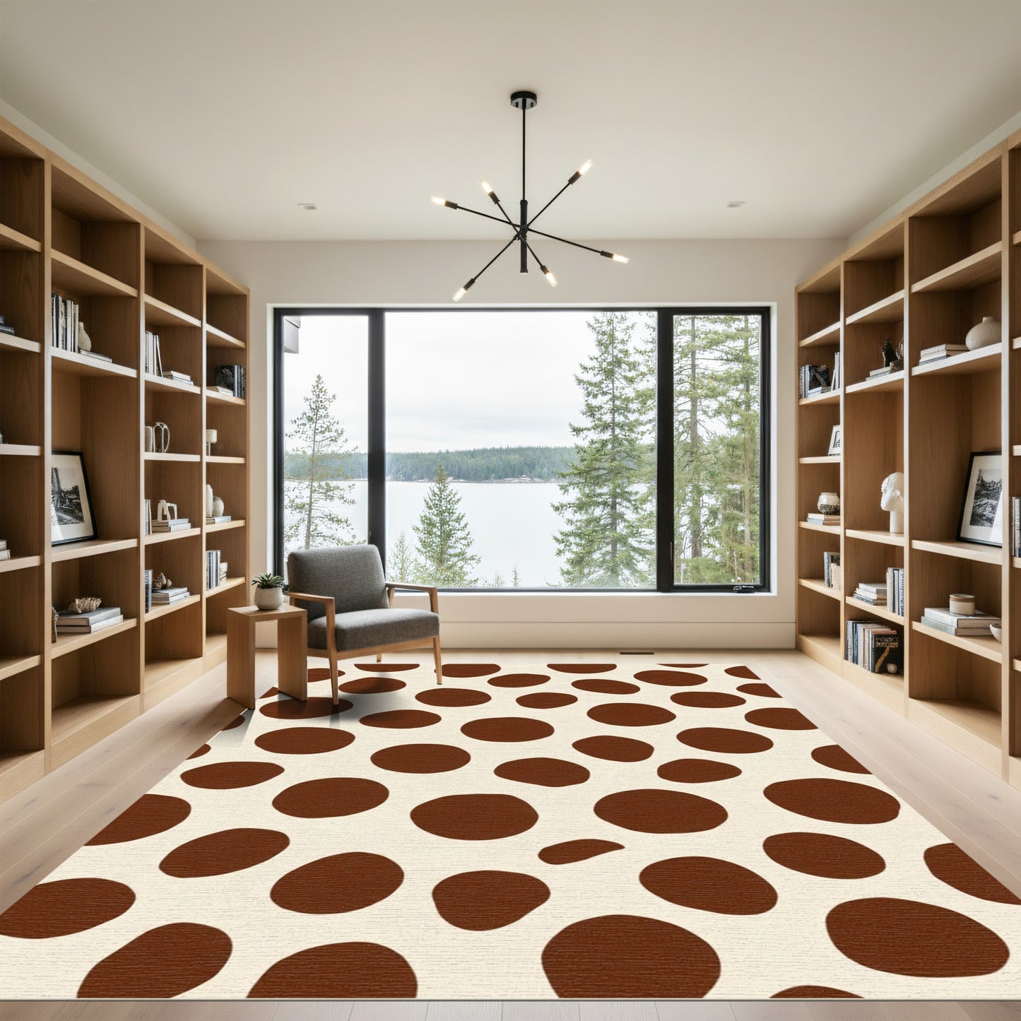 Brown Spotted Cream Dot Rug