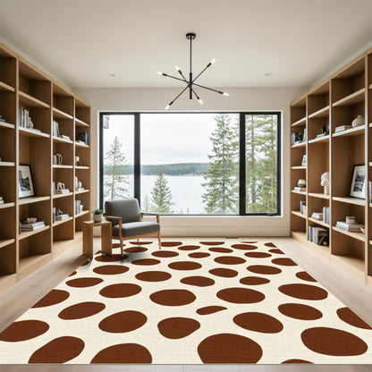 Brown Spotted Cream Dot Rug