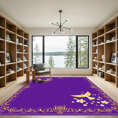 Golden Dove Musical Floral Border Rug
