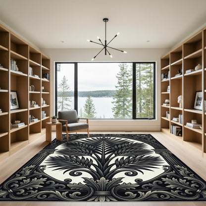 Monochromatic Fern Archway Crest Rug