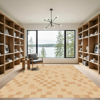 Sandstone Pixelated Square Composition Rug