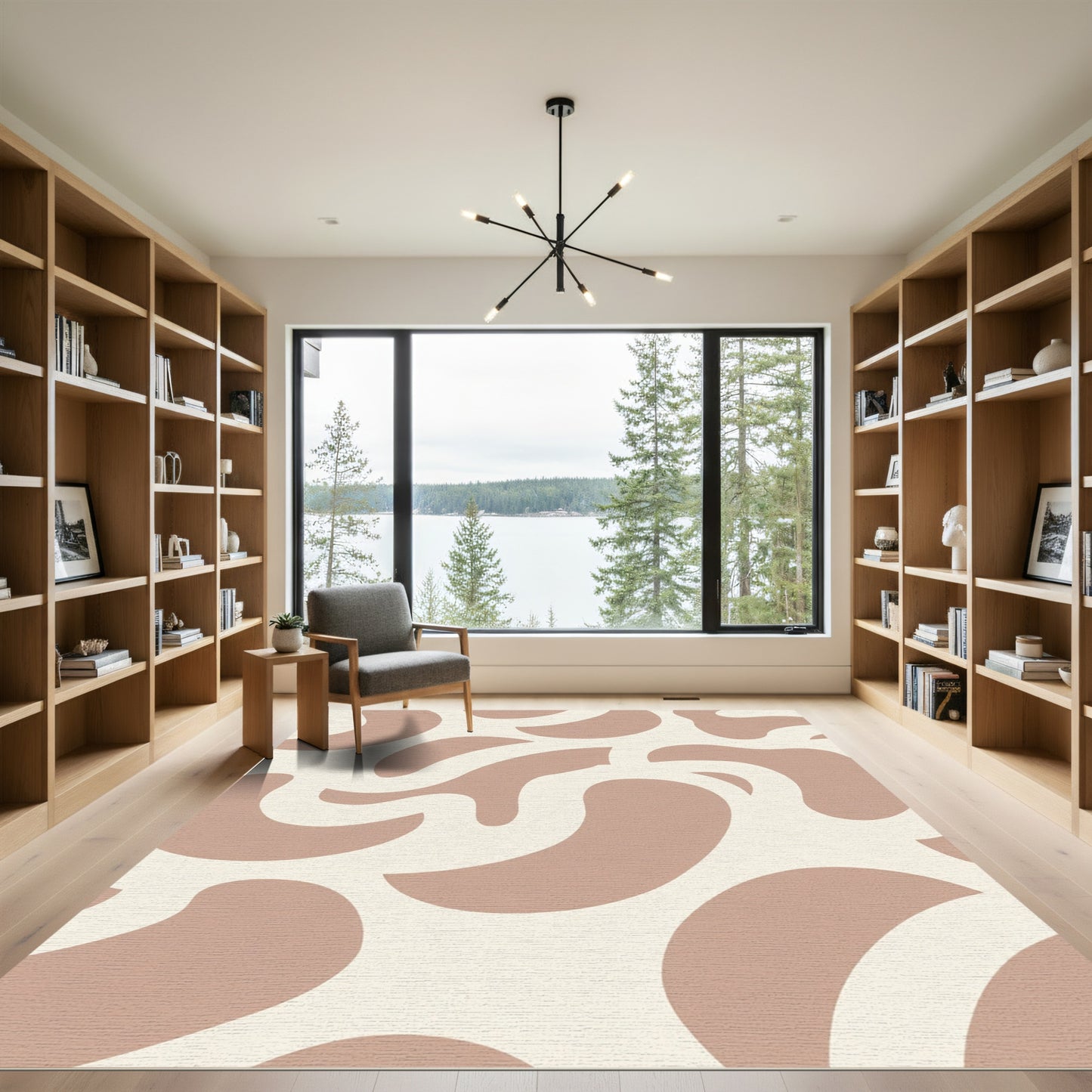 Blush Abstract Organic Swirl Rug