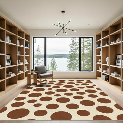 Cream Brown Polka Dot Collage Rug