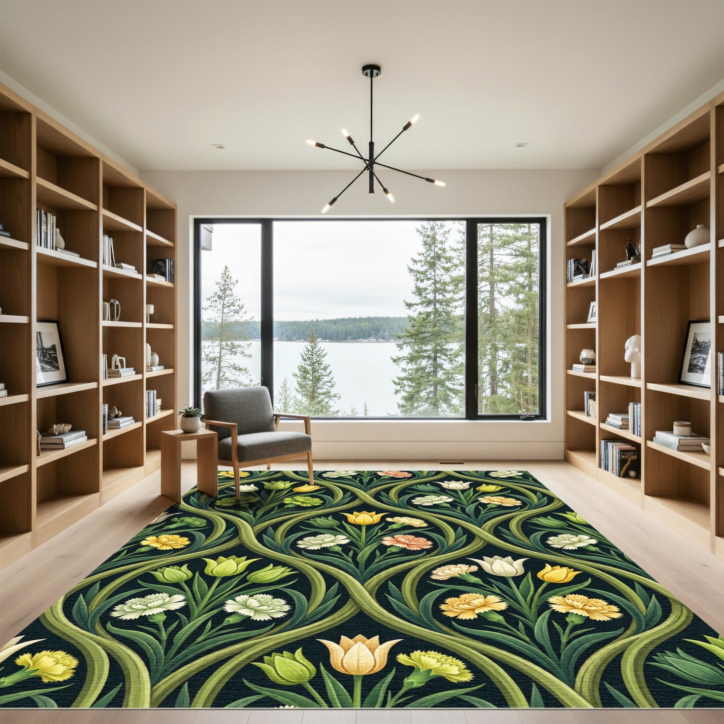 Art Nouveau Floral Meadow Cream Yellow Rug