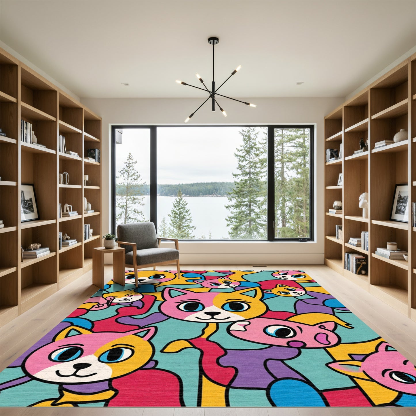 Cartoon Cat Collage Colorful Vibrant Rug
