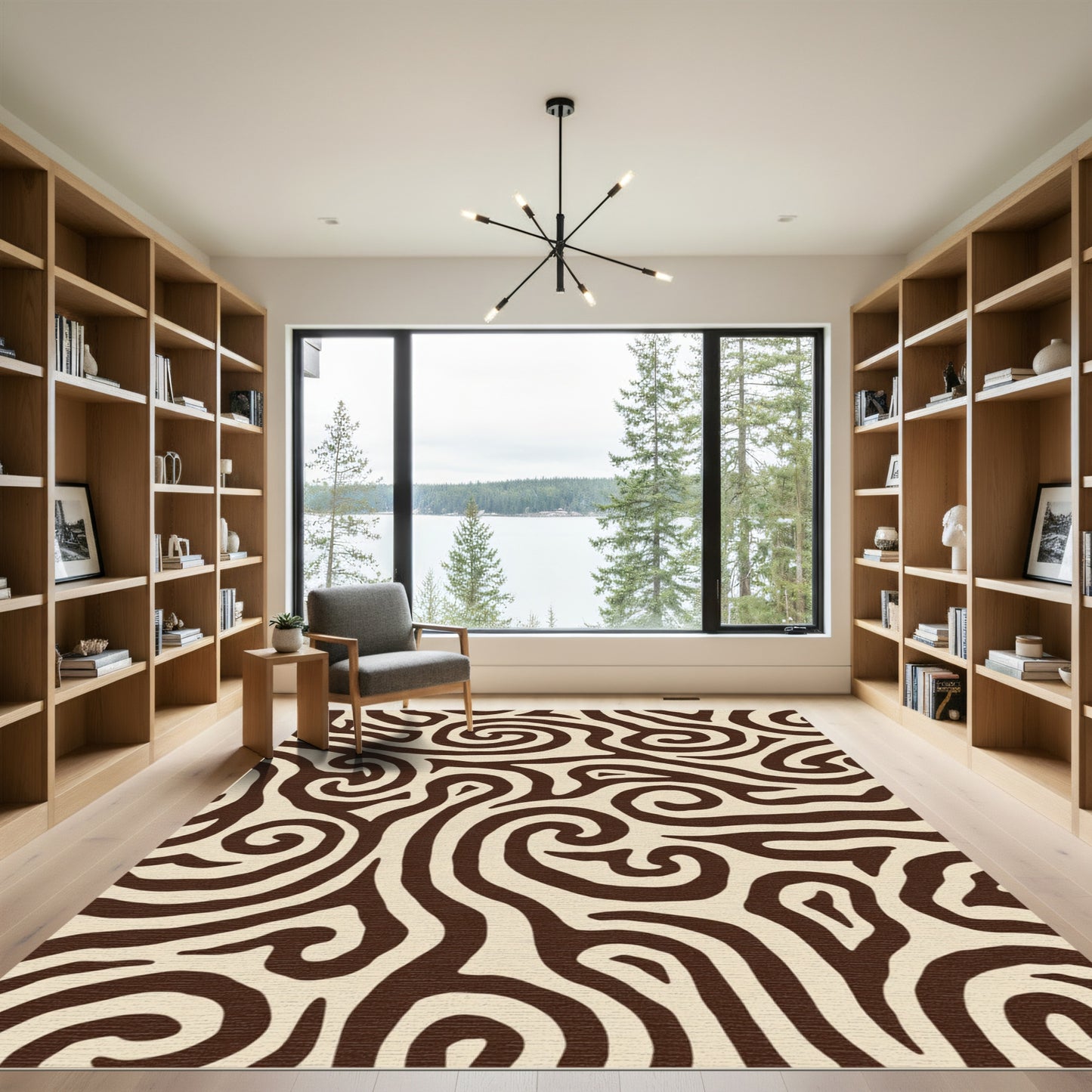Dark Brown Organic Swirls Rug
