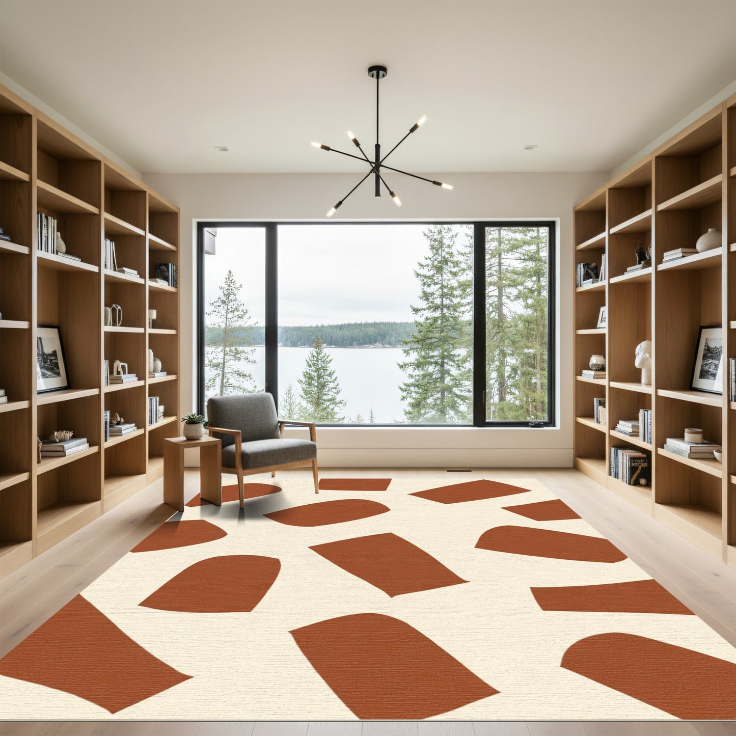 Terracotta Abstract Organic Shape Rug