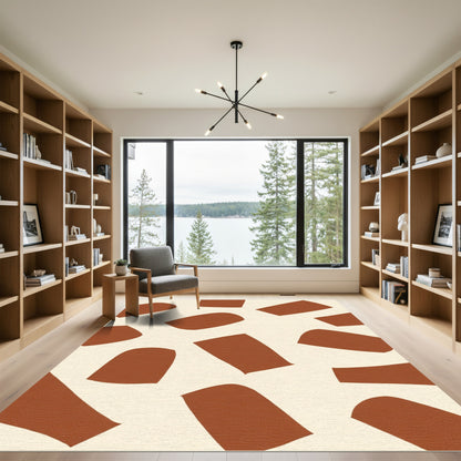Terracotta Abstract Organic Shape Rug