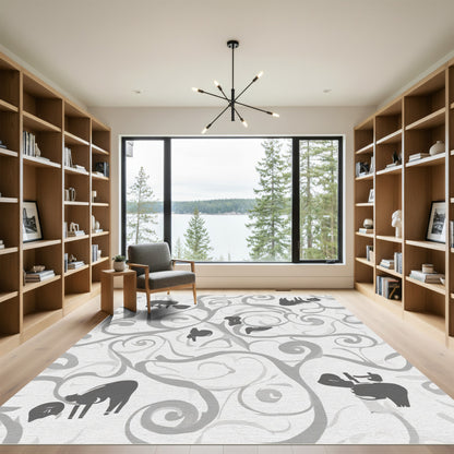 Gray Swirl Silhouette Animal Rug