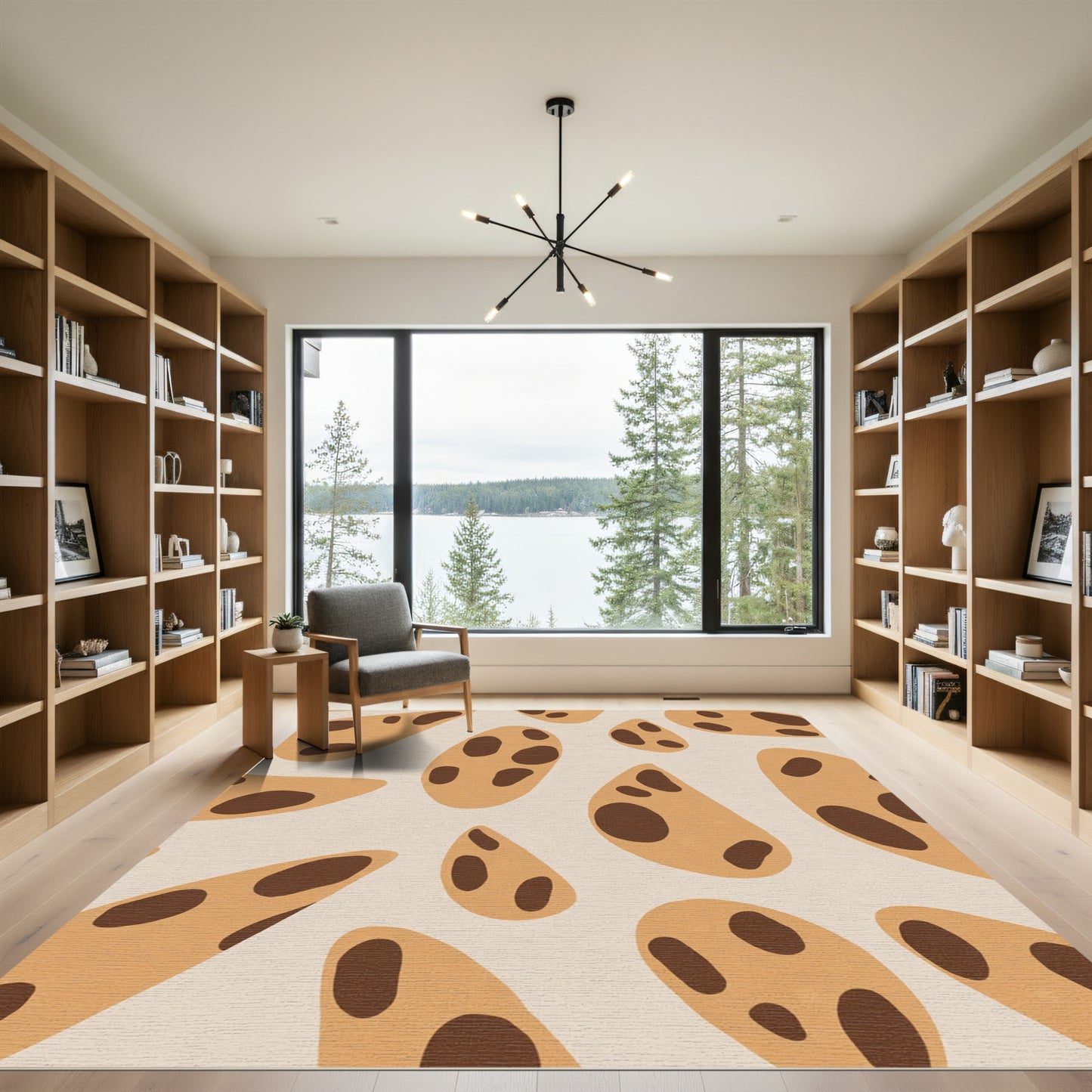 Neutral Amorphous Shapes Scattered Rug