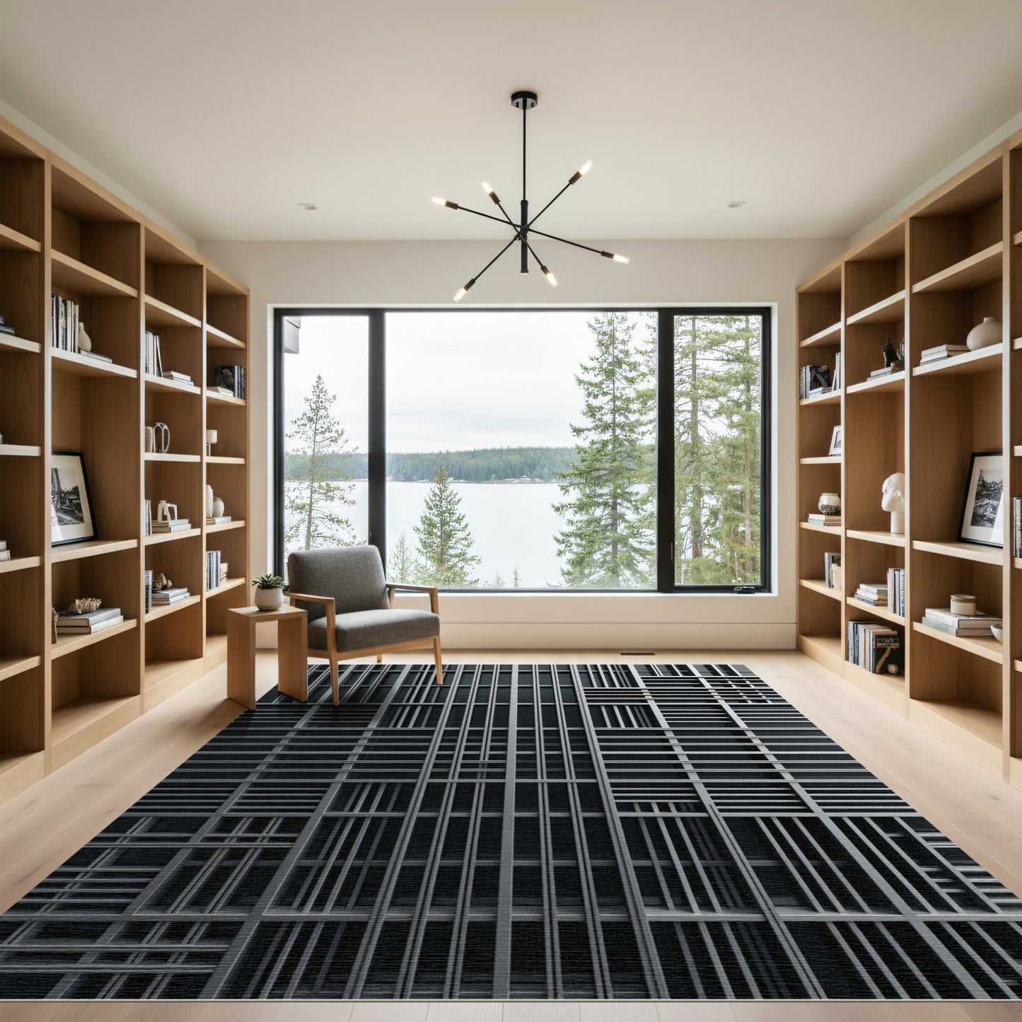 Modern Dark Gray Geometric Assemblage Rug