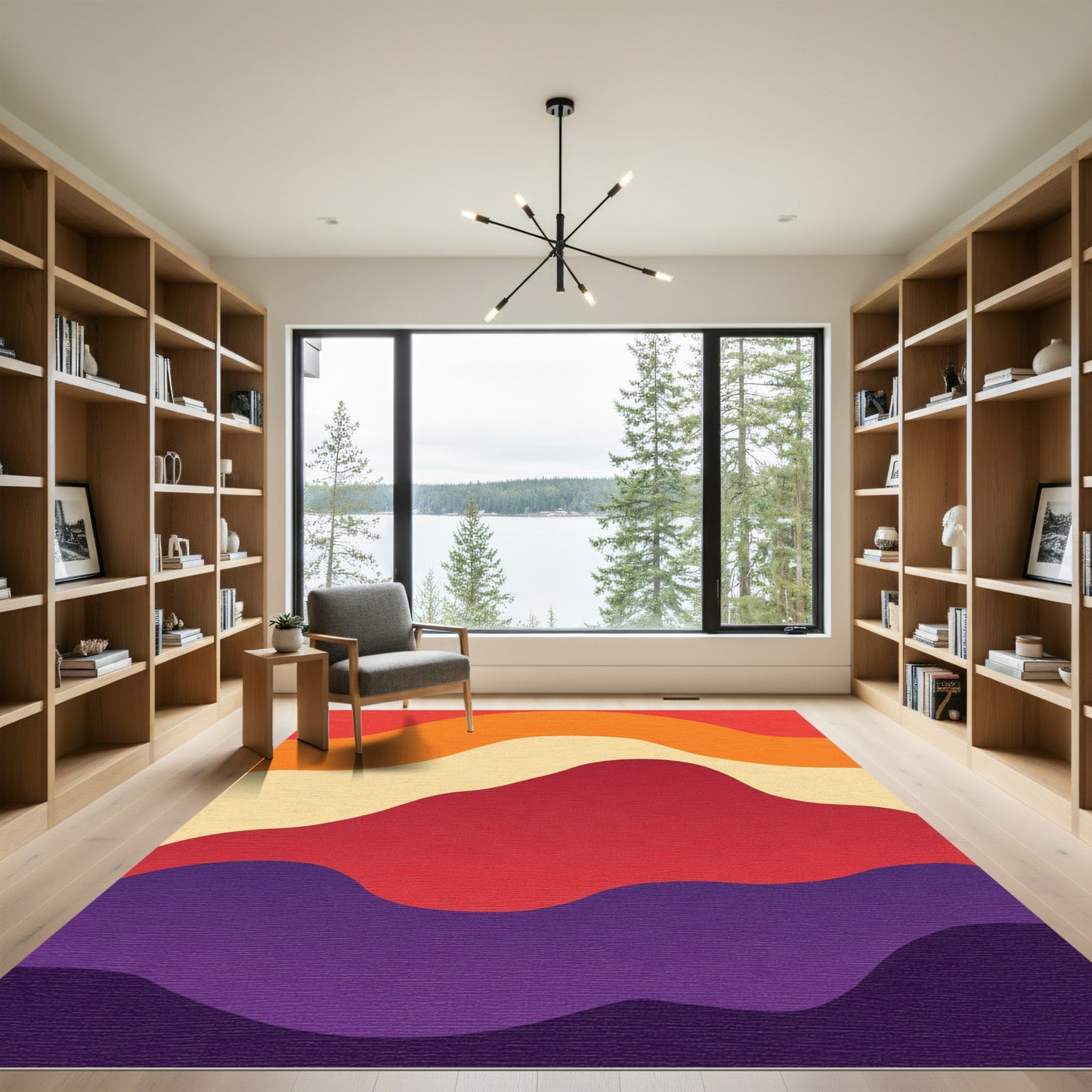 Warm Retro Wavy Layers Rug