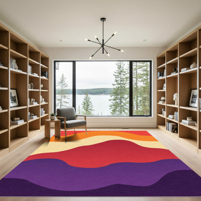 Warm Retro Wavy Layers Rug