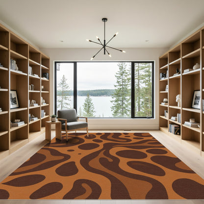 Warm Brown Abstract Organic Shapes Rug