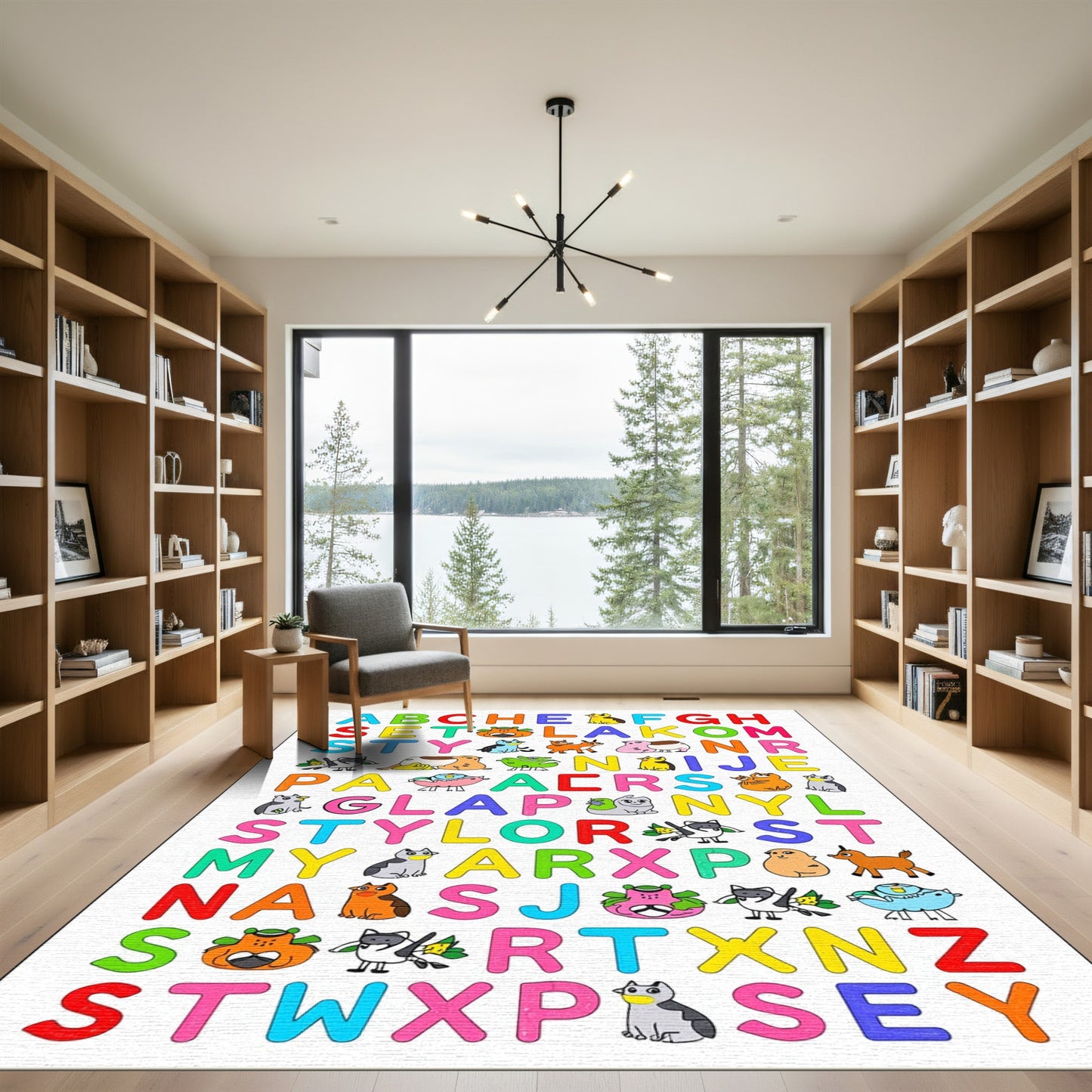 Alphabet Animals Vibrant Color Play Rug