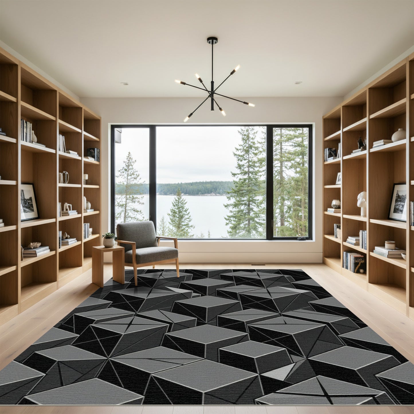 Monochromatic Geometric Cube Arrangement Rug
