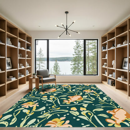 Earthy Peach Floral Vine Serenity Rug