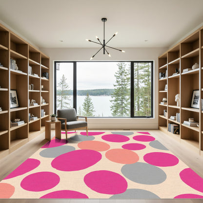 Vibrant Magenta Coral Polka Dots Rug