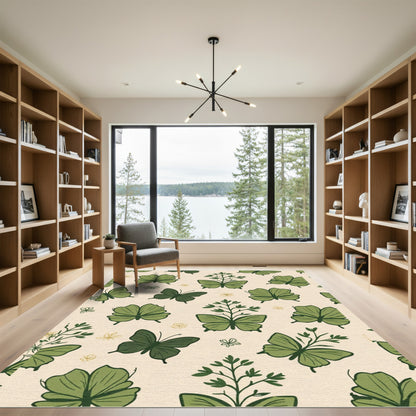 Green Butterfly Branch Garden Rug