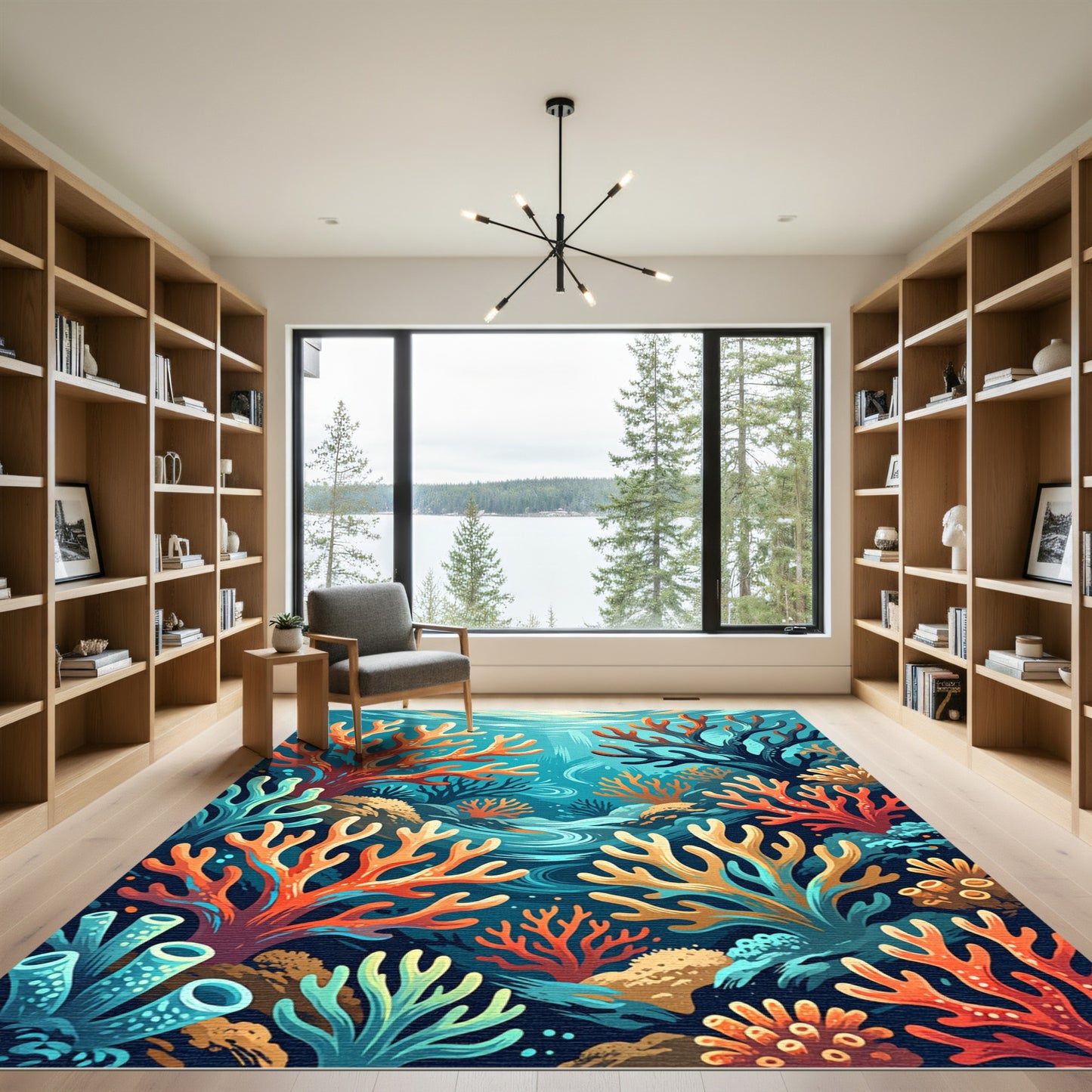 Vibrant Coral Reef Underwater Scene Rug