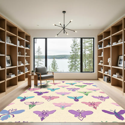 Pastel Butterfly Garden Bloom Rug
