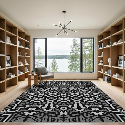 Monochromatic Rhythmic Abstract Overlay Rug