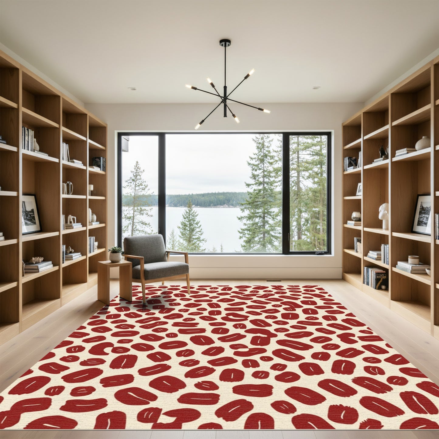 Crimson Abstract Spots Rug
