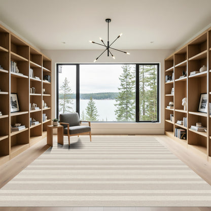 Neutral Beige Horizontal Stripe Rug