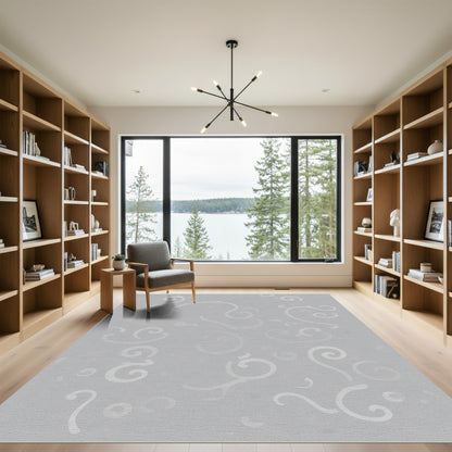 Subtle Gray Swirl Abstract Rug