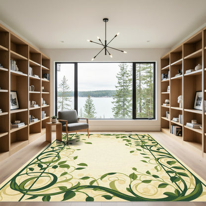 Green Vine Swirl Border Rug