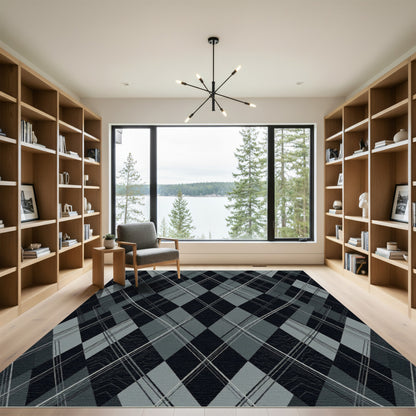 Charcoal Gray Intersecting Diamond Rug