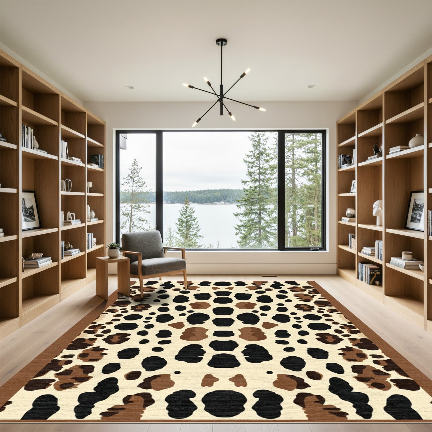 Bold Leopard Spots Cream Brown Rug