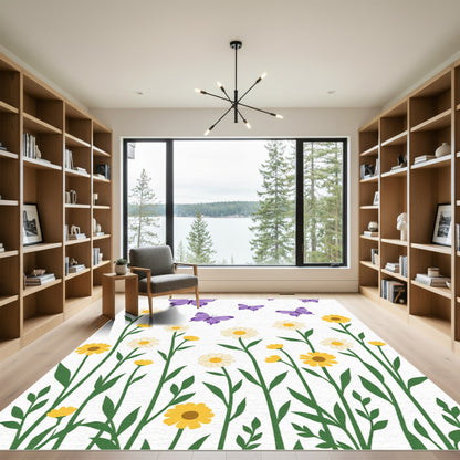 Purple Butterfly Meadow Floral Meadow Rug