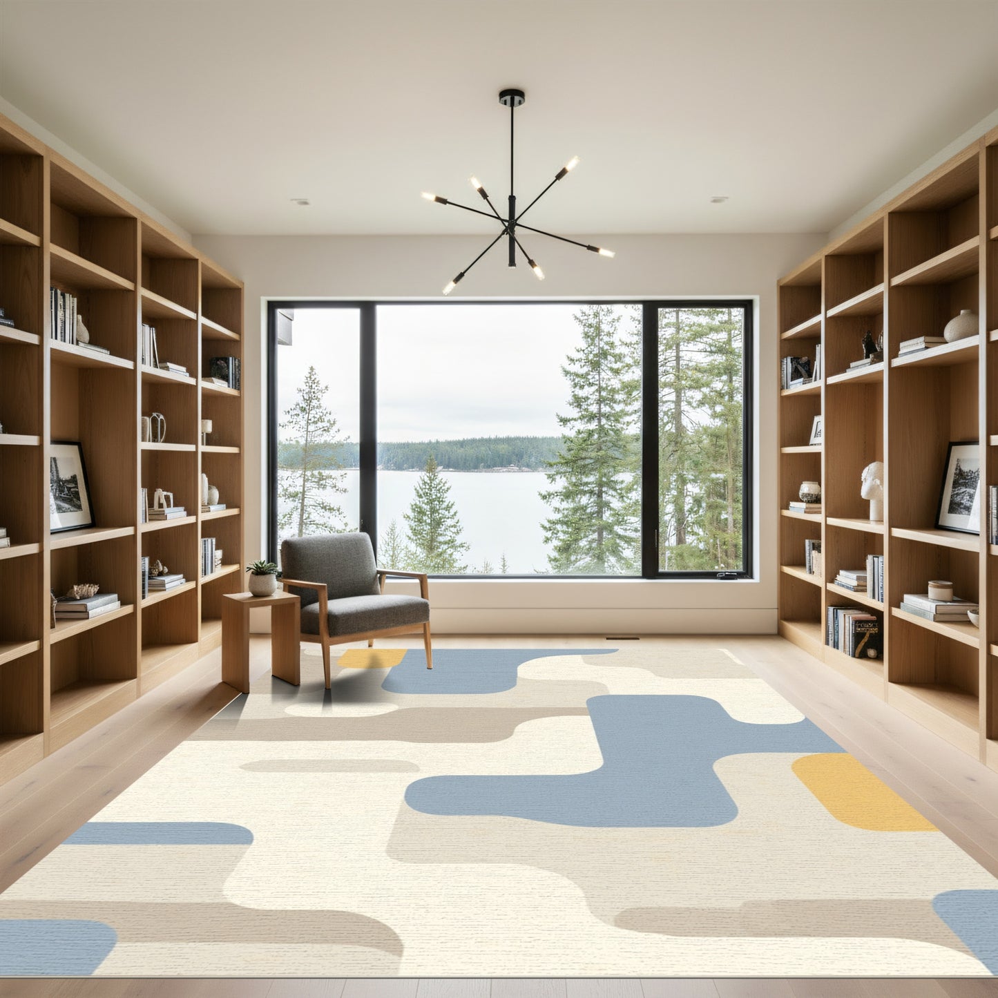 Rounded Abstract Block Color Rug