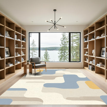 Rounded Abstract Block Color Rug