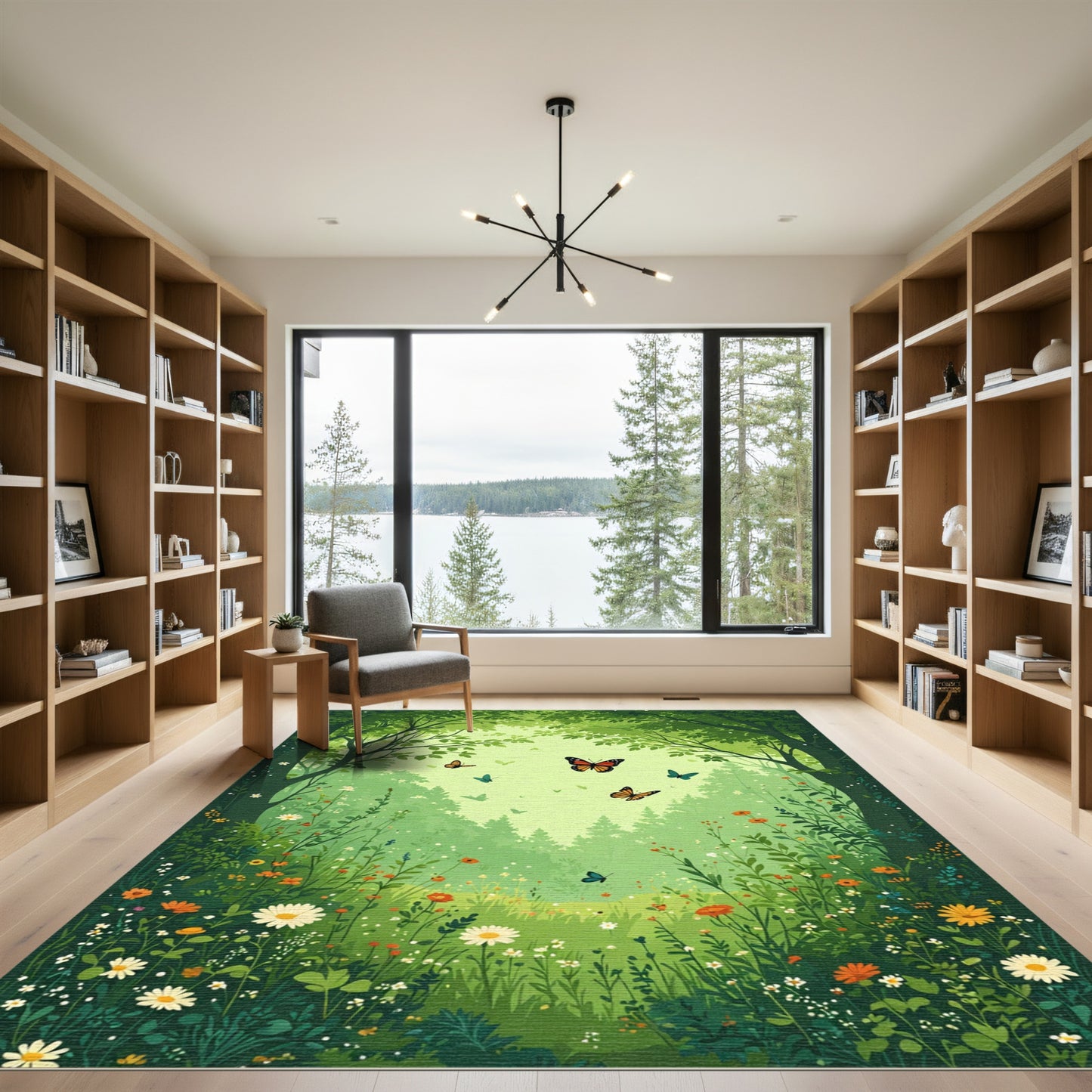 Enchanted Forest Monarch Butterfly Meadow Rug