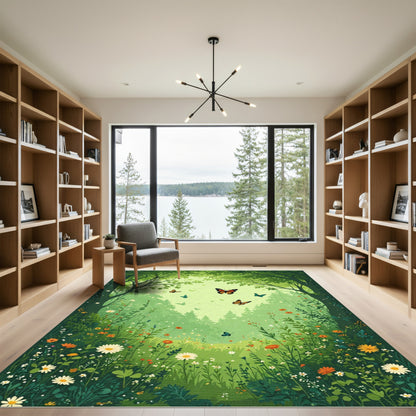 Enchanted Forest Monarch Butterfly Meadow Rug