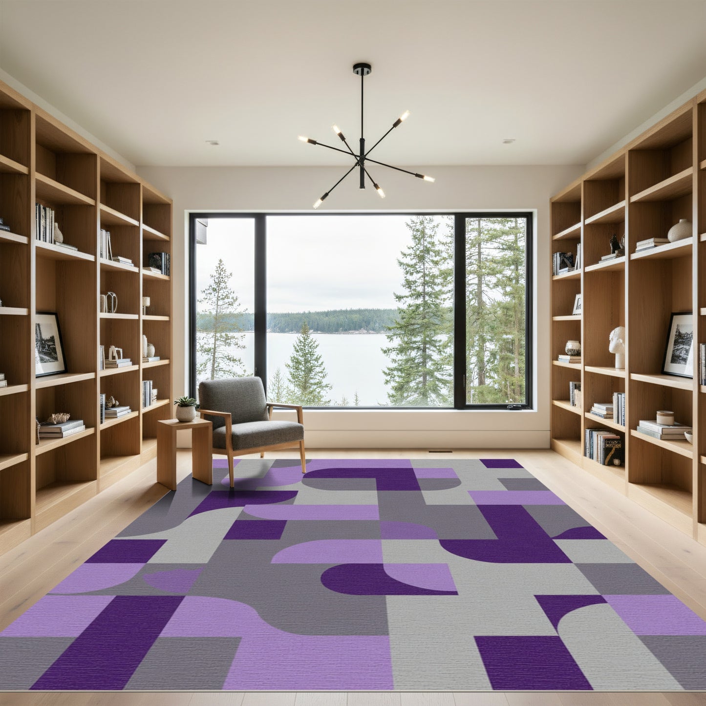 Modern Purple Geometric Abstract Rug