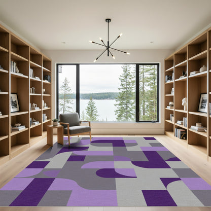Modern Purple Geometric Abstract Rug