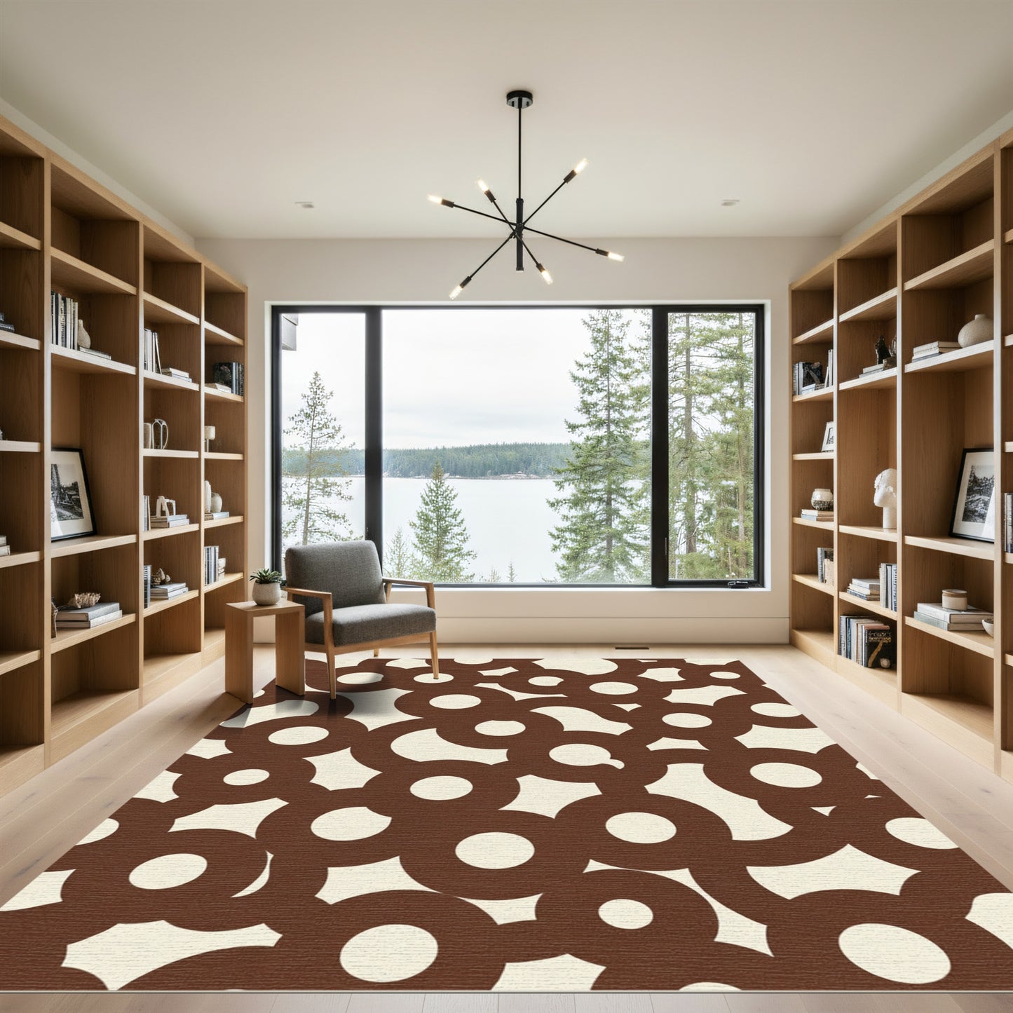 Cocoa Cream Interlocking Circles Rug