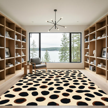 Cream Black Feline Spot Runner Rug