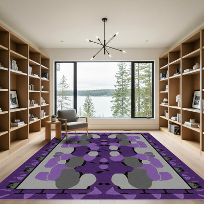 Amethyst Gray Abstract Organic Shapes Rug