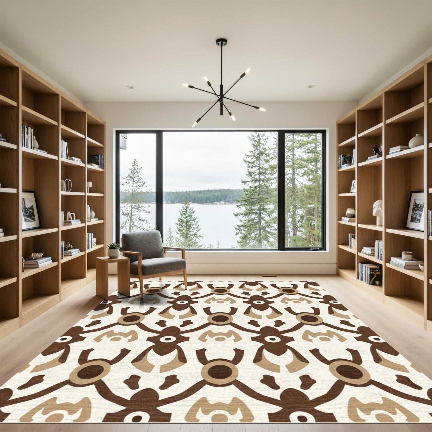 Brown Tan Abstract Figure Repeat Rug