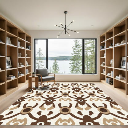 Brown Tan Abstract Figure Repeat Rug